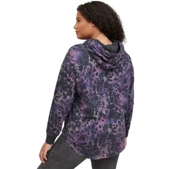 TORRID Purple Cheetah Leopard Print Fleece Hoodie NEW Sizes Avail - 00, 0, 1 - Picture 2 of 3